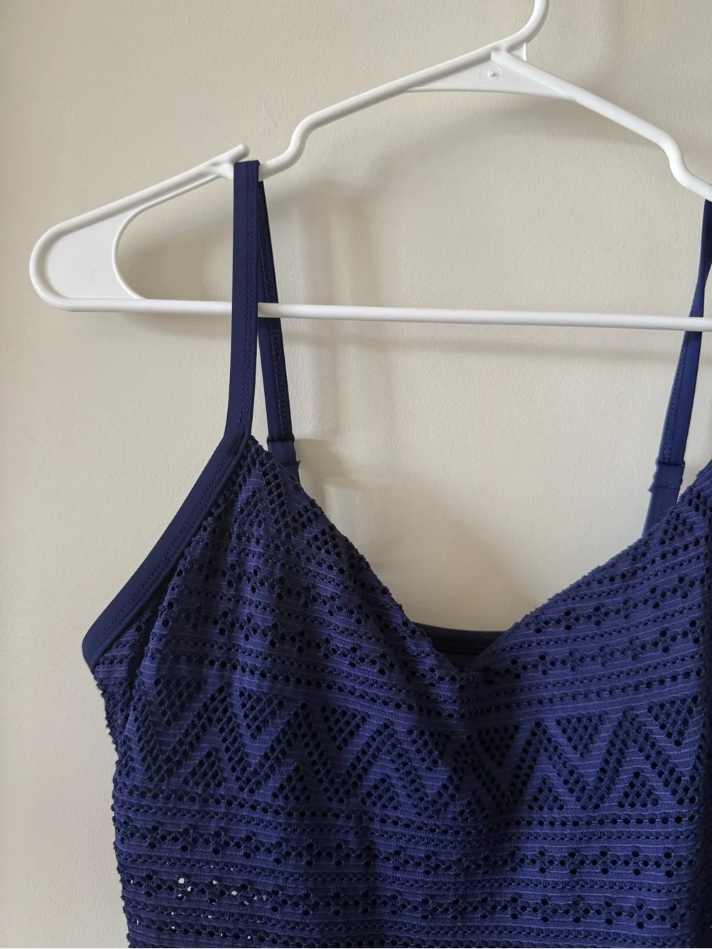 EUC Aqua Green Crochet One Piece Swimsuit